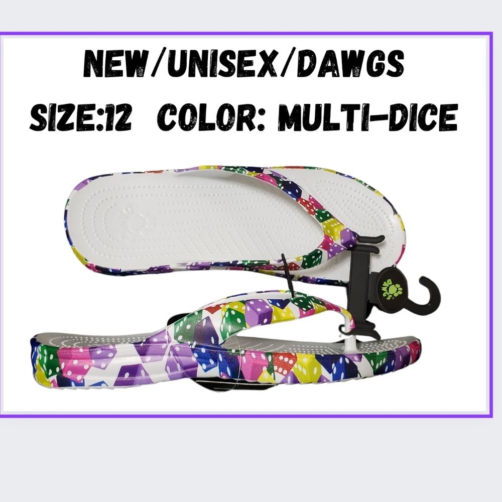 🔥NWT/DAWGS/UNISEX-VEGAS-DICE FLIP-FLOPS